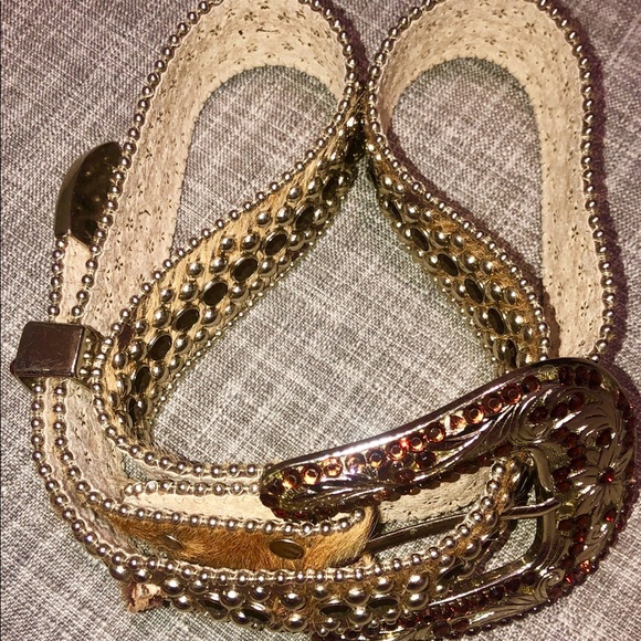 B.B. Simon brown & gold crystal belt